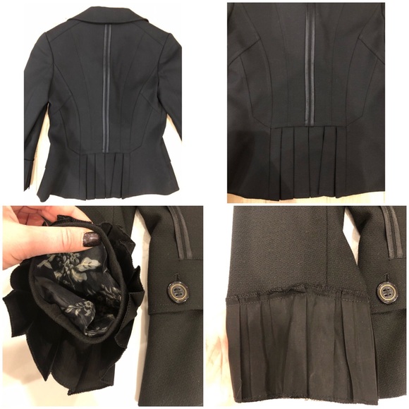 D&G Black Notched Collar Fitted Button Up Blazer SZ 42 4 6 - Picture 12 of 17